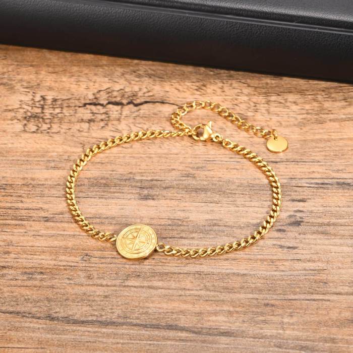 Wholesale Stainless Steel Compass Link Chain Bracelet