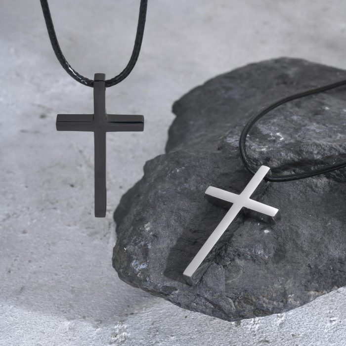 Wholesale Stainless Steel Minimalist Black Cross Necklace