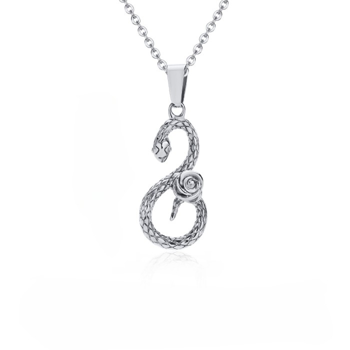 Wholesale Stainless Steel Women Rose & Snake Necklace