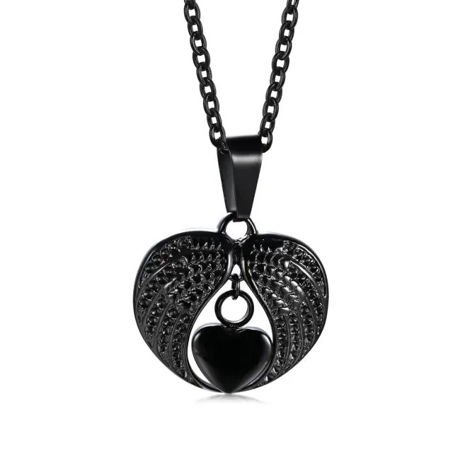 Wholesale Stainless Steel Angel Wings & Heart Cremation Pendant
