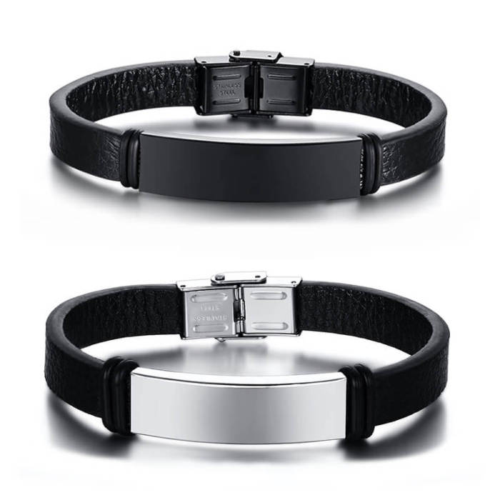 Wholesale Stainless Steel Classic Personalized Leather Bracelet