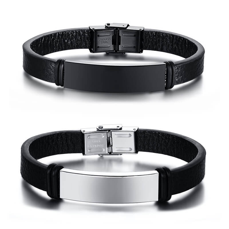 Wholesale Stainless Steel Classic Personalized Leather Bracelet
