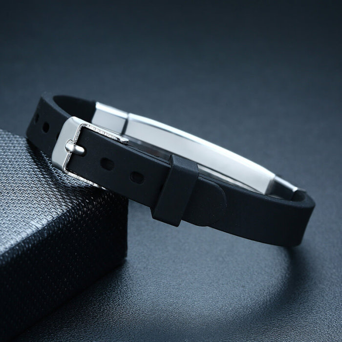 Wholesale Stainless Steel Personalized Silicone Bracelet