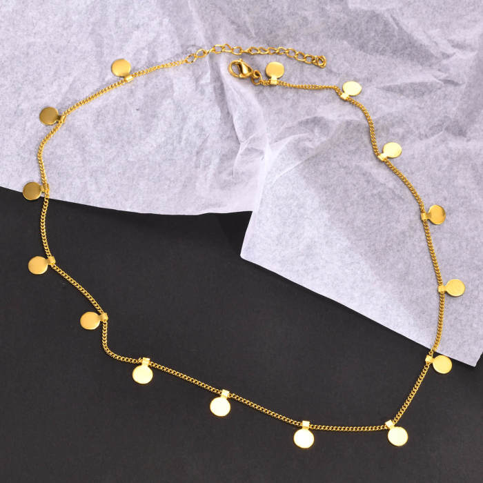 Wholesale Stainless Steel Discs Chain Necklace