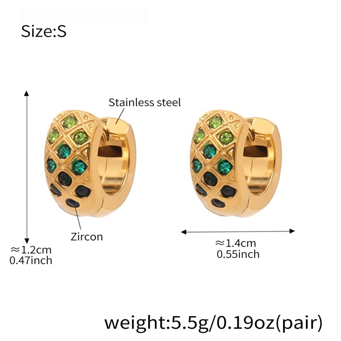 Wholesale Stainless Steel Gold Pave Hoop Earrings