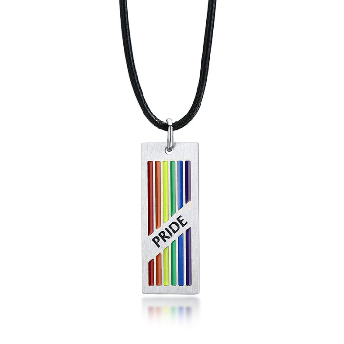 Wholesale Stainless Steel Pride Dog Tag Rectangular Pendant