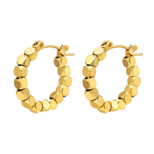 Wholesale Stainless Steel Cube Bead Hoop Earrings