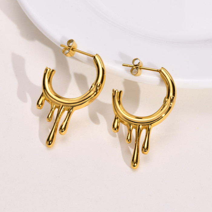 Wholesale Stainless Steel Stunning Drips Chunky Earrings