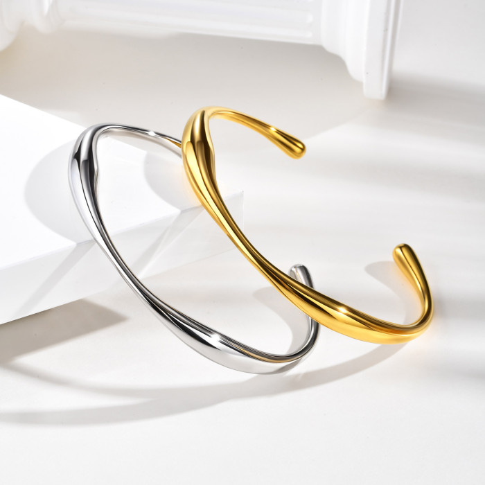 Wholesale Stainless Steel Irregular Open Bangle