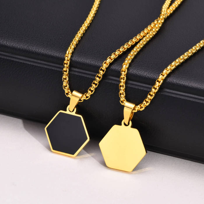 Wholesale Stainless Steel Hexagonal Enamel Pendant
