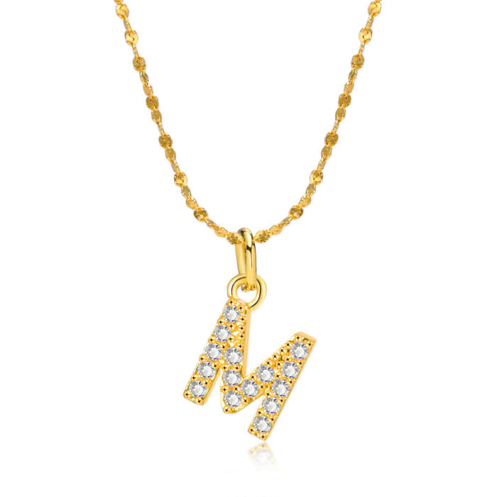 Wholesale Copper A Z Initial Lettter Pendant Necklaces