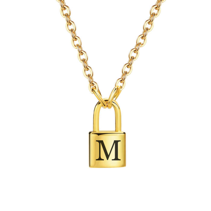 Wholesale Stainless Steel Initial Padlock Necklace