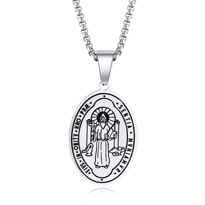 Wholesale Stainless Steel St Benedict Dog Tag Pendant