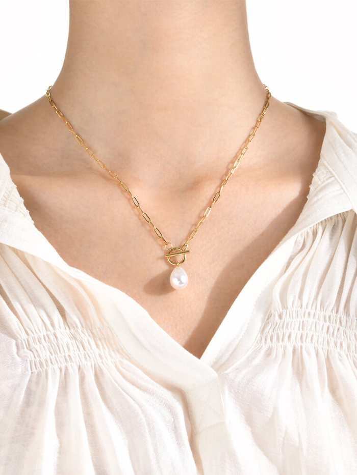Wholesale Stainless Steel Paperclip Toggle Clasp Necklace