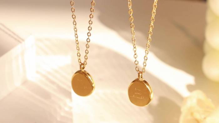 Wholesale Stainless Steel Irregular Oval Pendant Necklace Engraved “You are adorable”