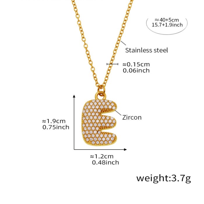 Wholesale Stainless Steel 5A CZ Initial Necklace