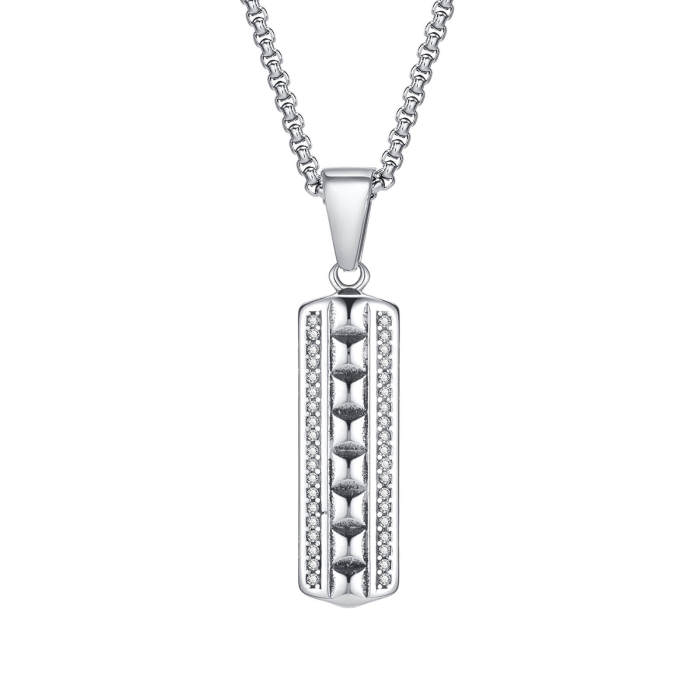 Wholesale Stainless Steel Vertical CZ Pendant