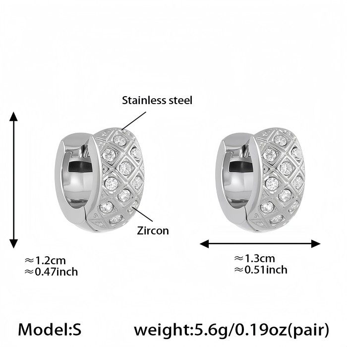 Wholesale Stainless Steel Gold Pave Hoop Earrings