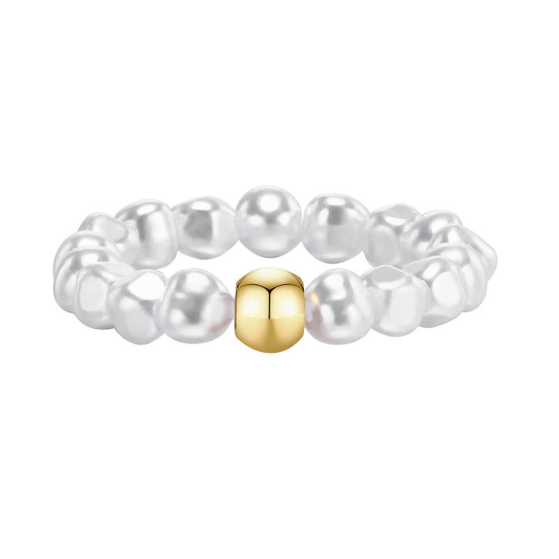Wholesale Two Tone Imitation Pearl Beaded Ring