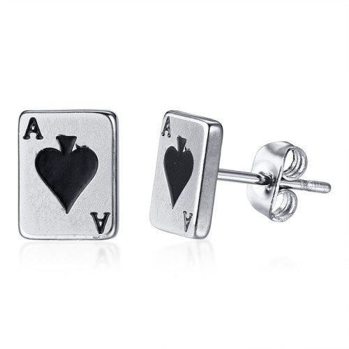 Wholesale Stainless Steel Womens Ace of Spades Stud Earrings