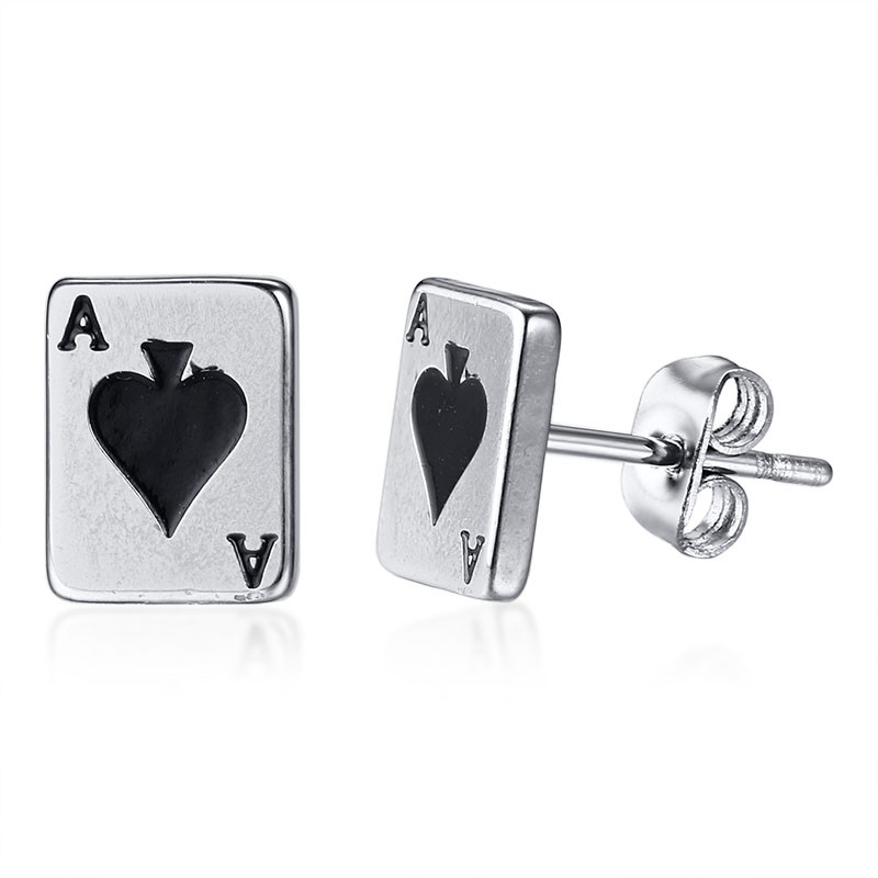 Wholesale Stainless Steel Womens Ace of Spades Stud Earrings