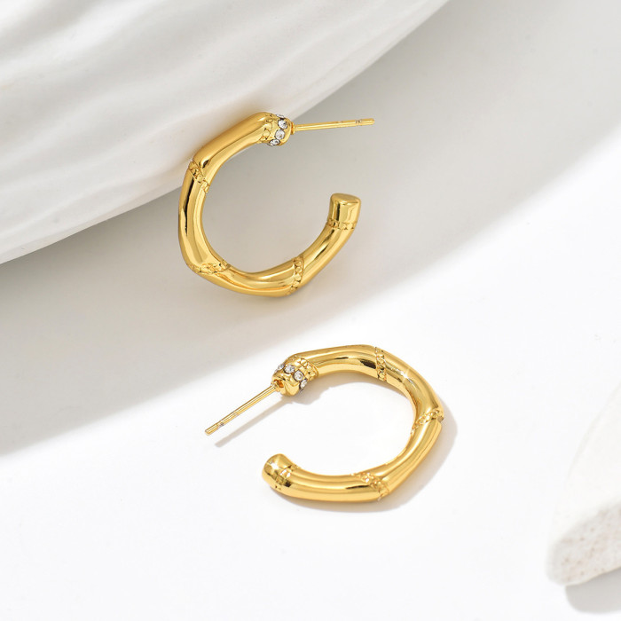 Wholesale Stainless Steel Bamboo Style Hoop Earrings