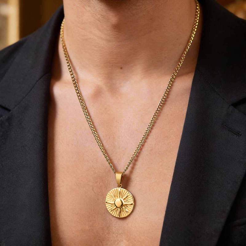 Wholesale Stainless Steel Sun God Medallion Necklace