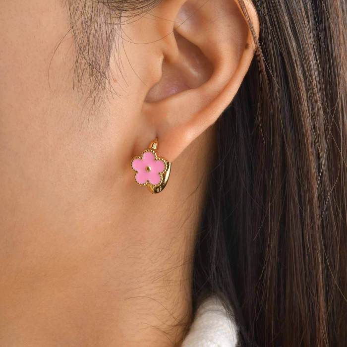 Wholesale Gold Hoop Earrings with Flower & Butterfly