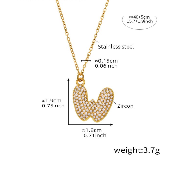Wholesale Stainless Steel 5A CZ Initial Necklace