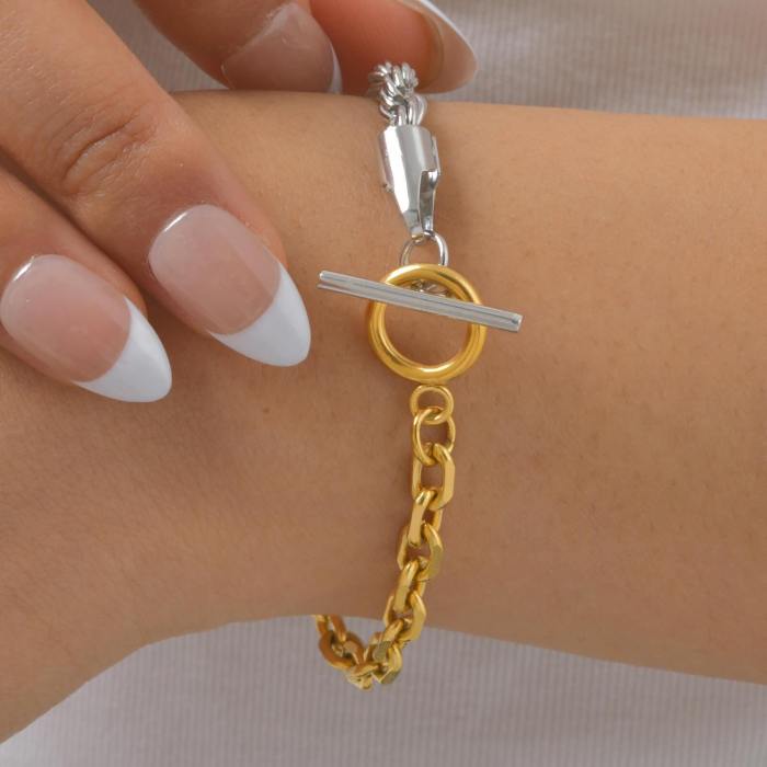 Wholesale Stainless Steel Chain Patchwork Bracelet