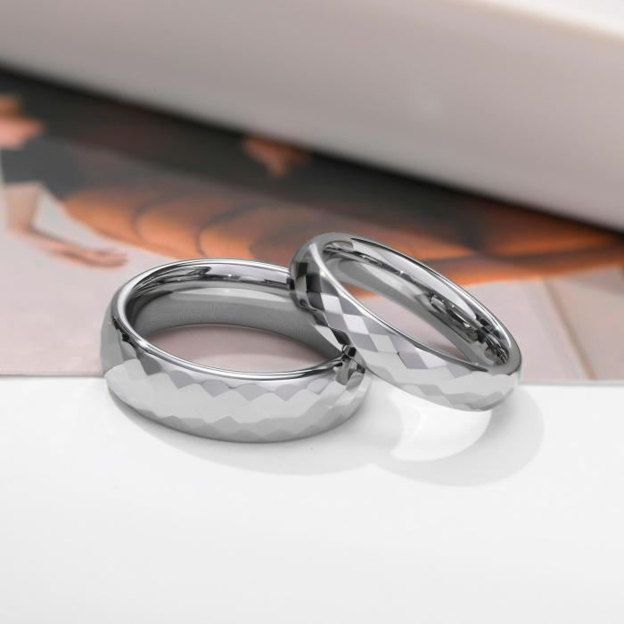 Wholesale Diamond Faceted Tungsten Wedding Bands