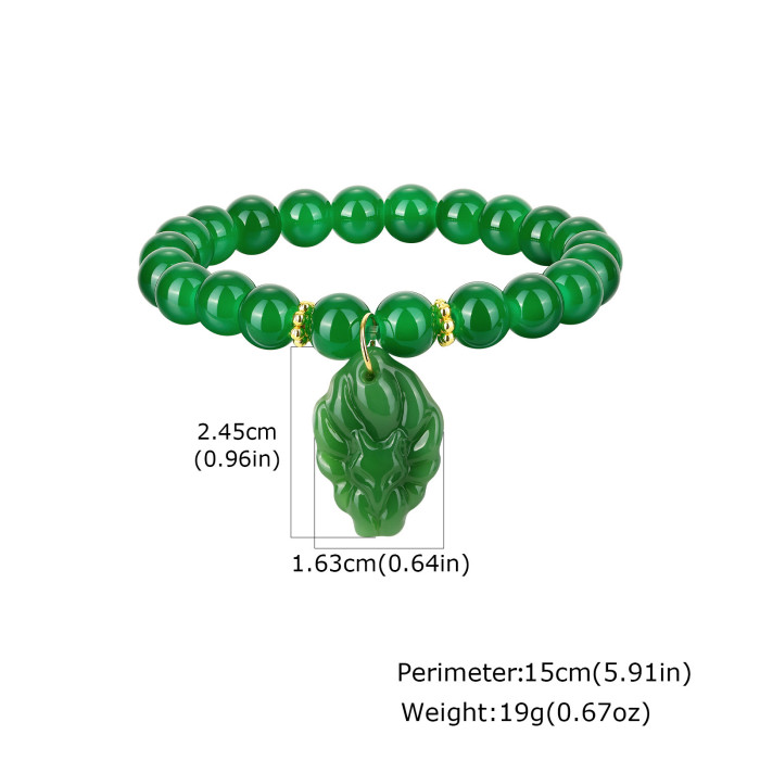 Wholesale Natural Gemstone Beaded Bracelet - Carved Fox Amulet