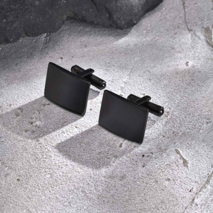 Wholesale Stainless Steel Black Square Cufflinks