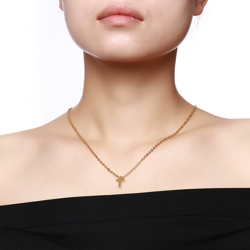 Wholesale Stainless Steel Classic Tiny Cross Necklace