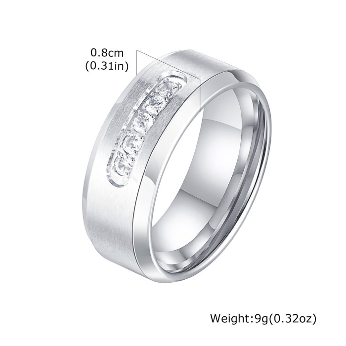 Wholesale Stainless Steel Brush Ring with Zirconia