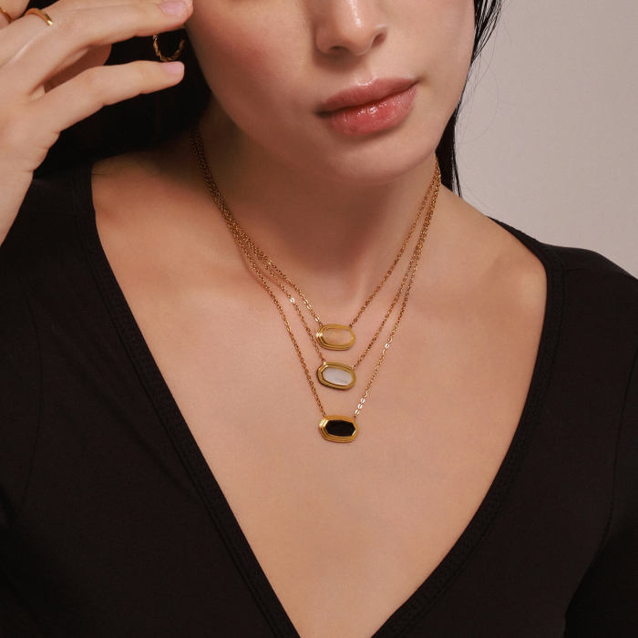 Wholesale Stainless Steel Onyx Necklace