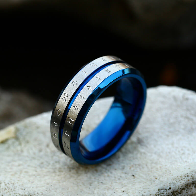 Wholesale Stainless Steel Double Viking Runes Ring
