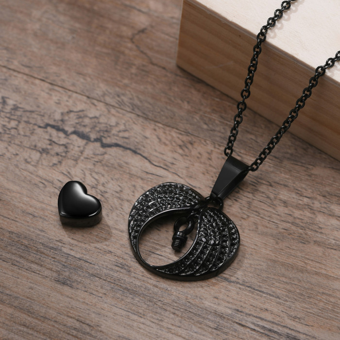 Wholesale Stainless Steel Angel Wings & Heart Cremation Pendant