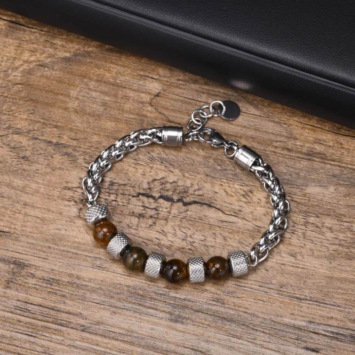 Wholesale Stainless Steel Spiga Wheat Chain Necklace with Beads