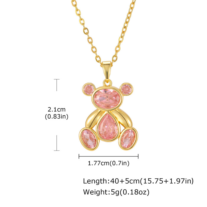Wholesale 18K Gold Plated Zircon Teddy Bear Pendant