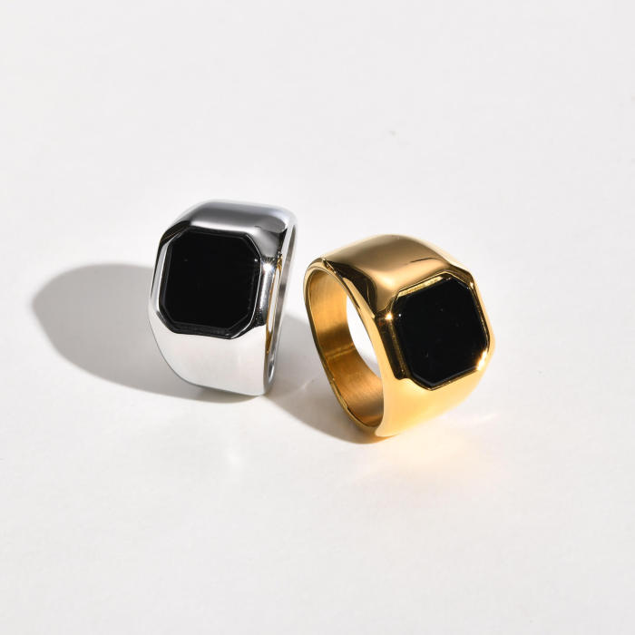 Wholesale Stainless Steel Black Onyx Band Ring