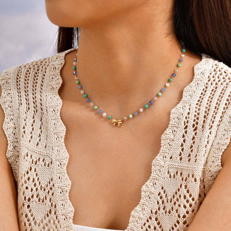 Wholesale Stainless Steel Ribbon Bead Necklace