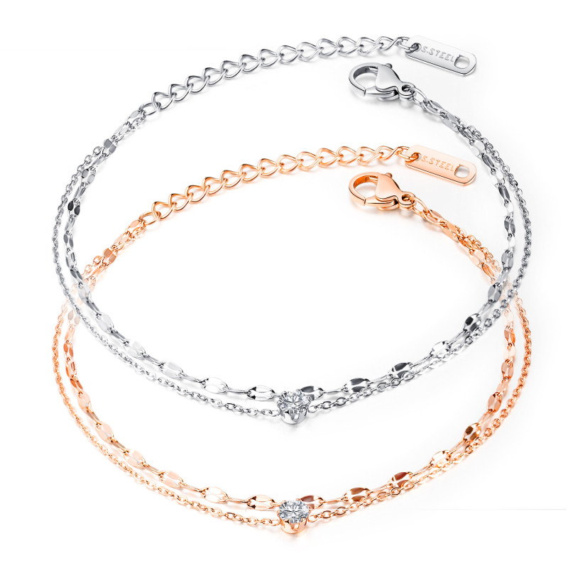 Wholesale Stainless Steel Womens Double Chain Bracelet