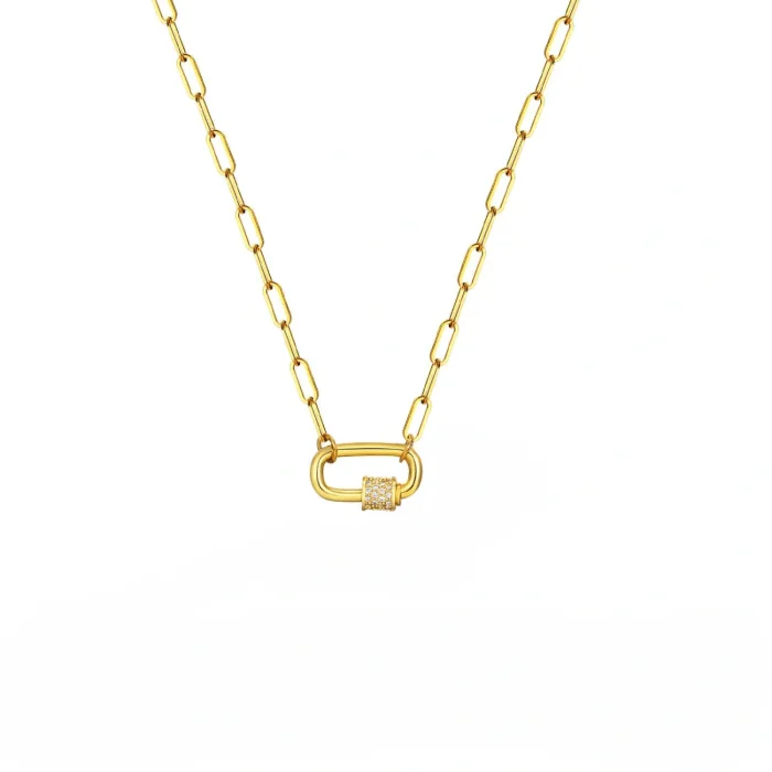 Wholesale Stainless Steel Fashion Geometric Paperclip Necklace