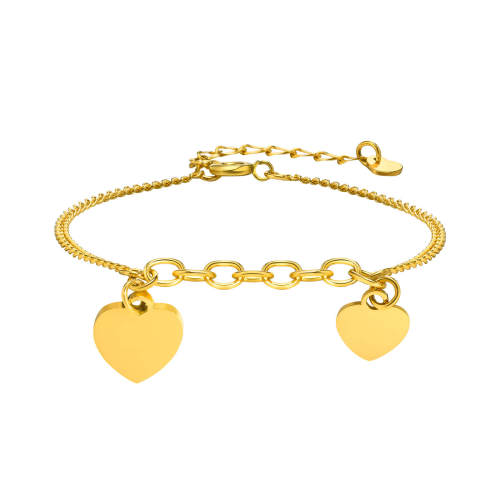 Wholesale Stainless Steel Double Heart Tag Bracelet