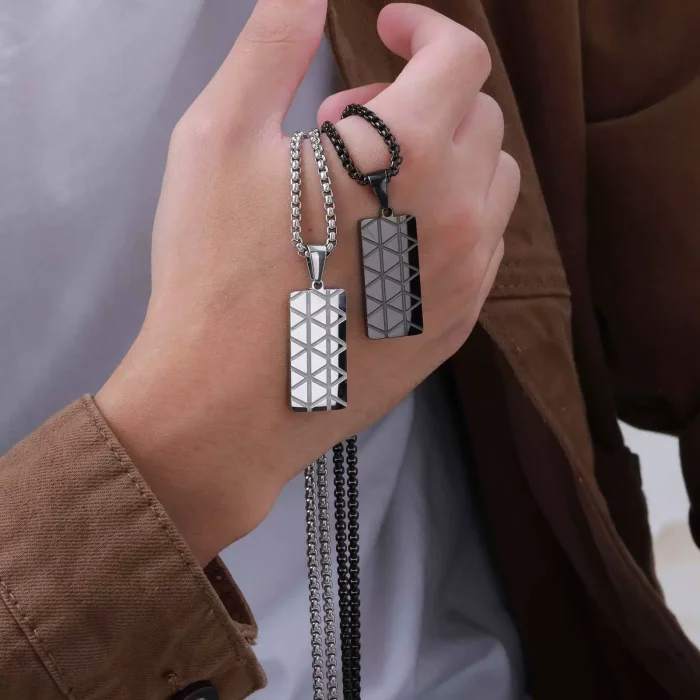 Wholesale Stainless Steel Rectangular Pendant with Geometric Patterns