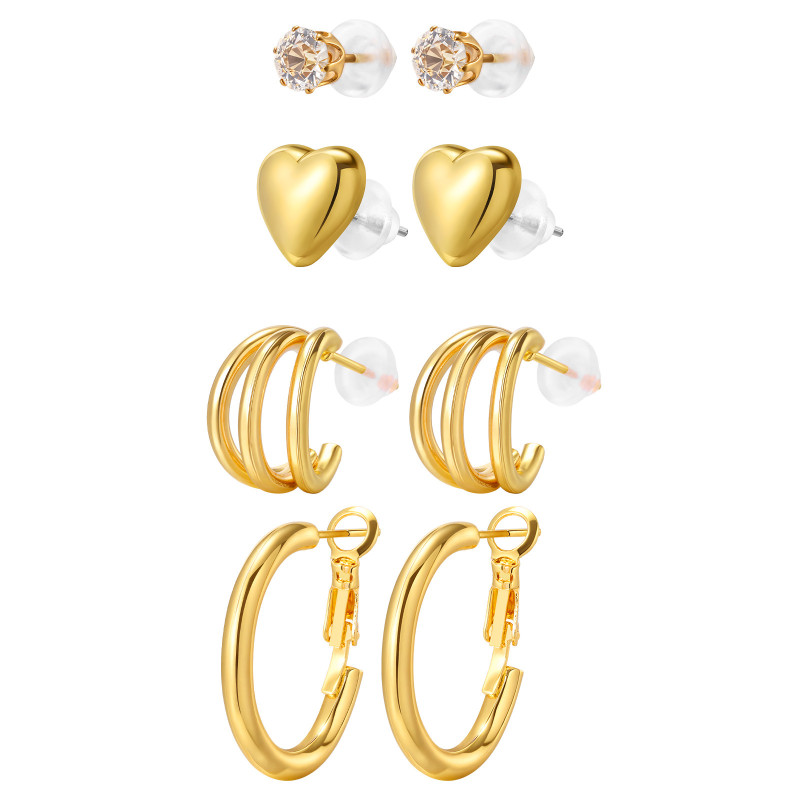 Wholesale Copper Four-Piece Pearl Earrings