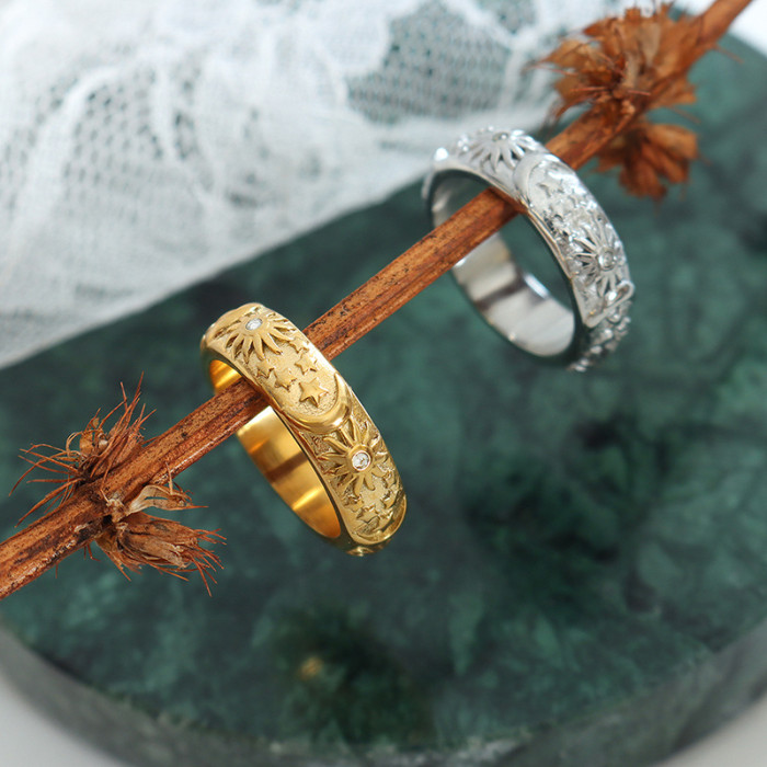 Wholesale Stainless Steel Sun and Moon Rings