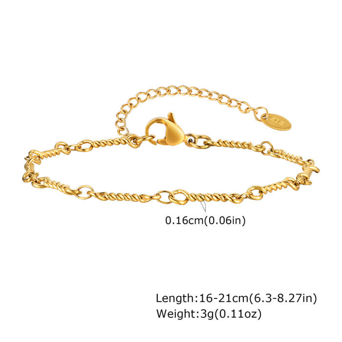 Wholesale Stainless Steel Gold Twisted Bracelet and Necklace Set