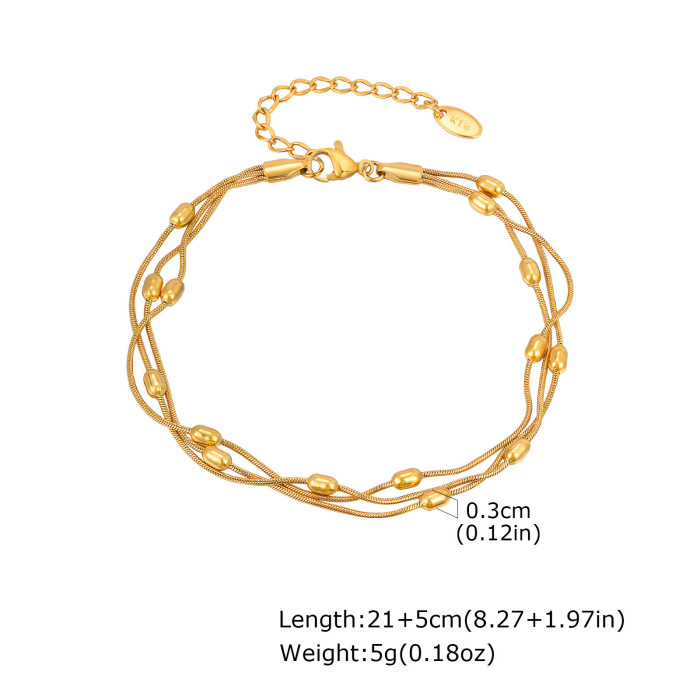 Wholesale Stainless Steel Three layers Beaded Round Snake Chain Set